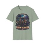 Retro Arcade T-Shirt — "High Scores Across the Galaxy" Space Gamer Tee