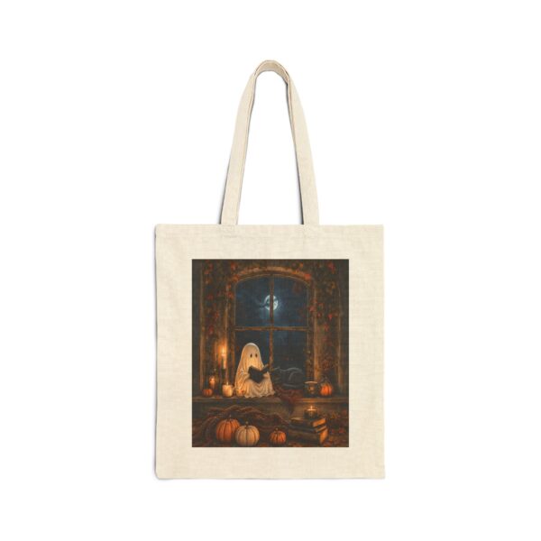 Halloween Ghost Tote Bag — Cute Spooky Pumpkin Window Cotton Canvas Tote