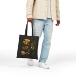 Mushroom Illustration Canvas Tote Bag — Forest Fungi Botanical Market Bag