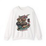 Comet Café Crewneck Sweatshirt — Retro Space Diner “Open 24/7” Graphic