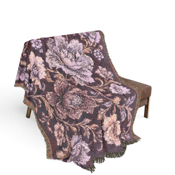 Floral Woven Blanket — Vintage Rose Jacquard Throw