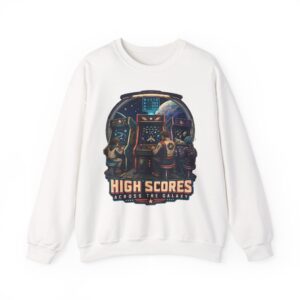 Retro Arcade Space Sweatshirt — "High Scores Across the Galaxy" Crewneck