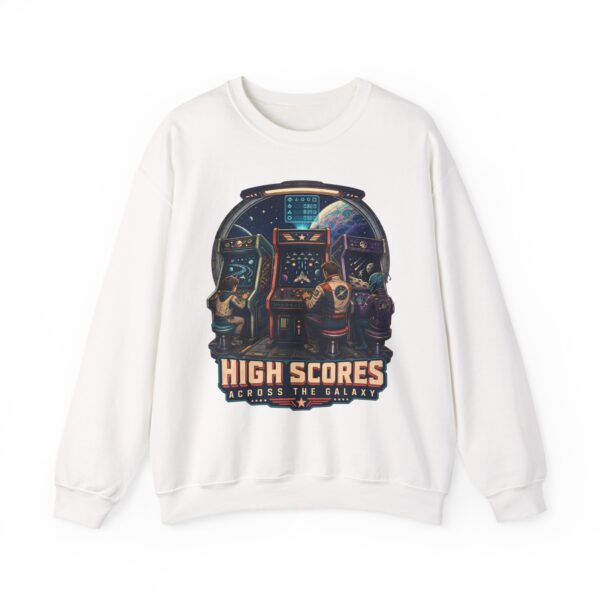 Retro Arcade Space Sweatshirt — "High Scores Across the Galaxy" Crewneck