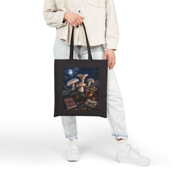 Mushroom Moon Canvas Tote — Botanical Fairycore Mushroom Market Bag