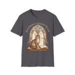 Cat Prayer T-Shirt — "Jesus Knows I Needed This Cat" Vintage Stained-Glass Design