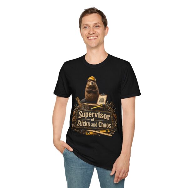 Supervisor of Sticks and Chaos T-Shirt — Funny Construction Beaver Tee