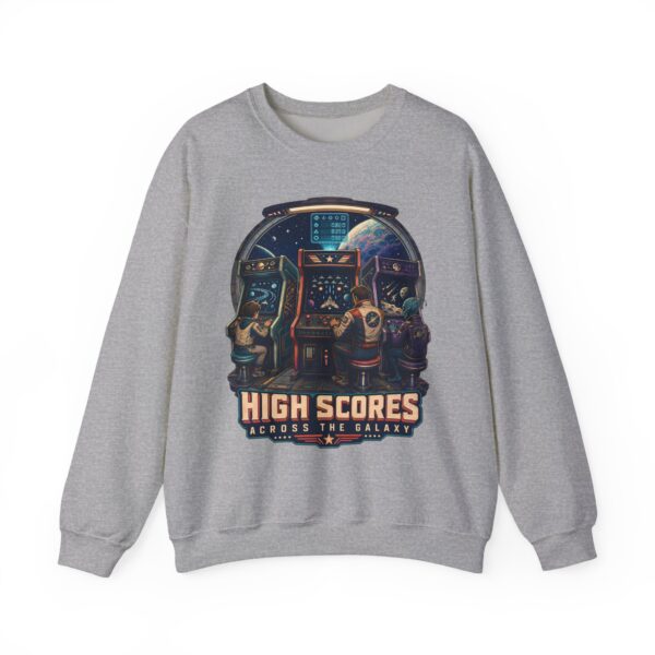 Retro Arcade Space Sweatshirt — "High Scores Across the Galaxy" Crewneck