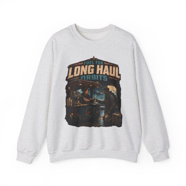 Long Haul Orbits Crewneck Sweatshirt — 'Fuel For Long Haul Orbits' Retro Space Café Design