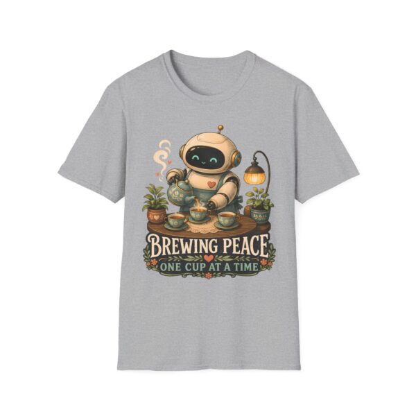 Brewing Peace Robot, T-Shirt | Cute Tea Robot Illustration, Cozy Vibes