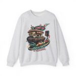 Comet Café Crewneck Sweatshirt — Retro Space Diner “Open 24/7” Graphic