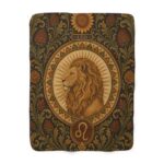 Leo Sun Garden Sherpa Blanket — Vintage Lion Zodiac Throw