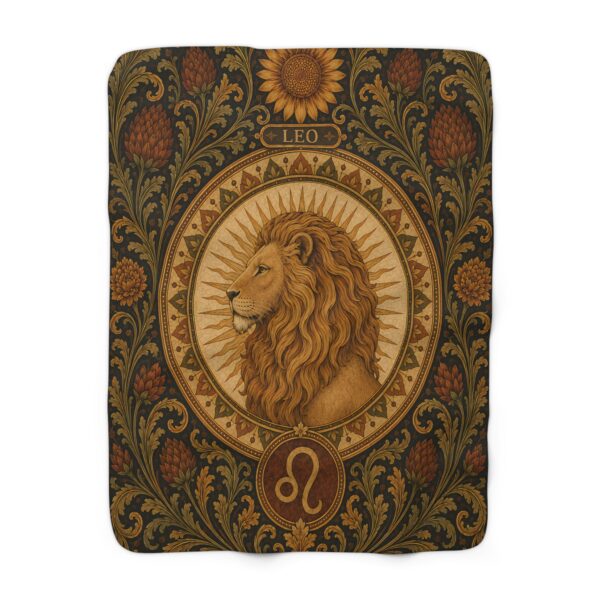 Leo Sun Garden Sherpa Blanket — Vintage Lion Zodiac Throw