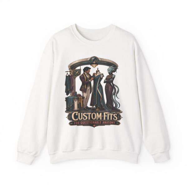 Crewneck Sweatshirt — 'Custom Fits: Questionable Anatomy' Vintage Tailor & Phantom Design
