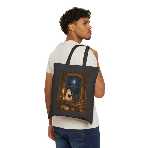 Halloween Ghost Tote Bag — Cute Spooky Pumpkin Window Cotton Canvas Tote