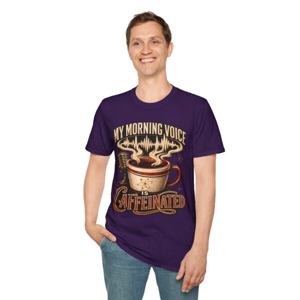 My Morning Voice Is Caffeinated T-Shirt — Coffee, Mic & Soundwave Vintage Tee