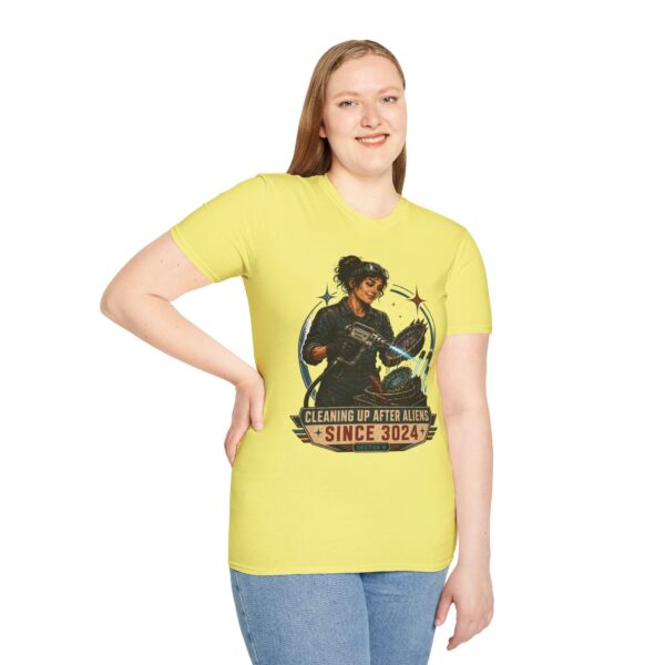 Alien Cleanup Crew T‑Shirt — "Cleaning Up After Aliens Since 3024" Sci‑Fi Graphic Tee