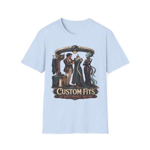 Vintage Tailor Shop T-Shirt — "Custom Fits" Fantasy RPG Graphic Tee