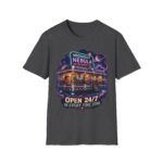 Midnight Nebula Diner T-Shirt — 'Open 24/7 in Every Time Zone' Retro Space Diner Tee