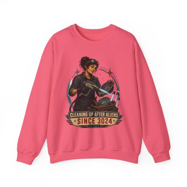 Crewneck Sweatshirt — "Cleaning Up After Aliens Since 3024" Retro Sci‑Fi Crew