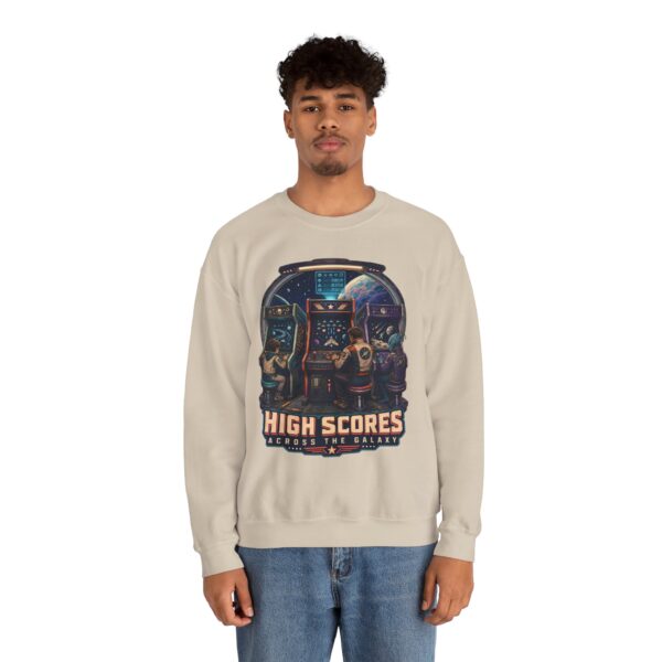 Retro Arcade Space Sweatshirt — "High Scores Across the Galaxy" Crewneck