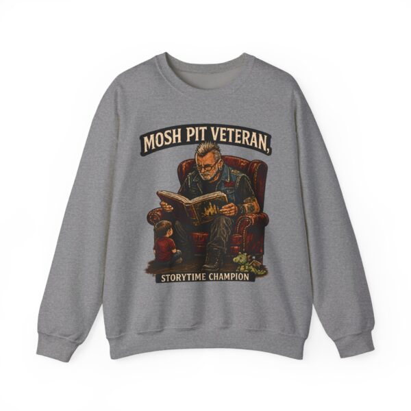 Mosh Pit Veteran Crewneck Sweatshirt — "Storytime Champion" Concert-Scene Pullover