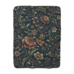 Floral Vintage Sherpa Blanket — Cozy Victorian Rose Fleece Throw