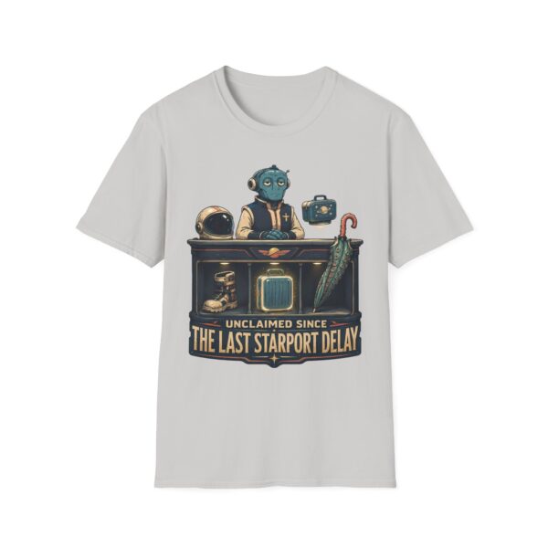 Retro Spaceport Tee — "Unclaimed Since The Last Starport Delay" Alien Deli Illustration