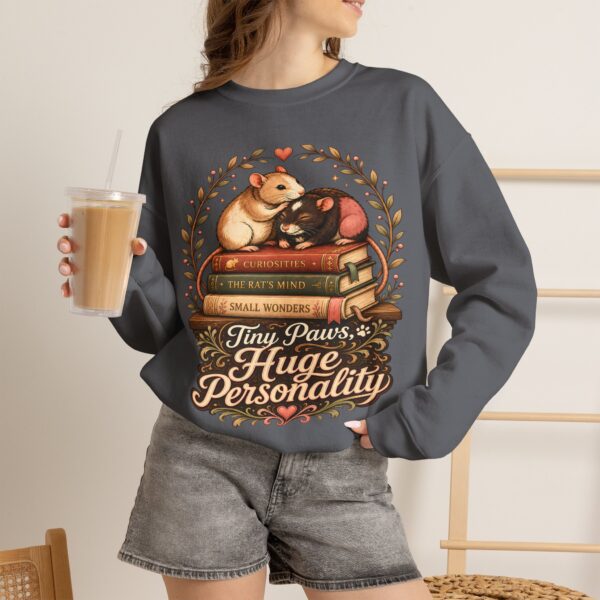 Hamster Booklover Sweatshirt — "Tiny Paws, Huge Personality" Cozy Crewneck