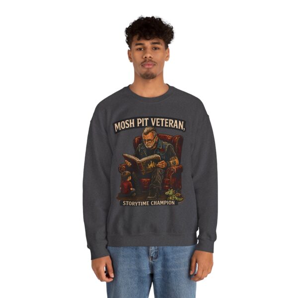 Mosh Pit Veteran Crewneck Sweatshirt — "Storytime Champion" Concert-Scene Pullover