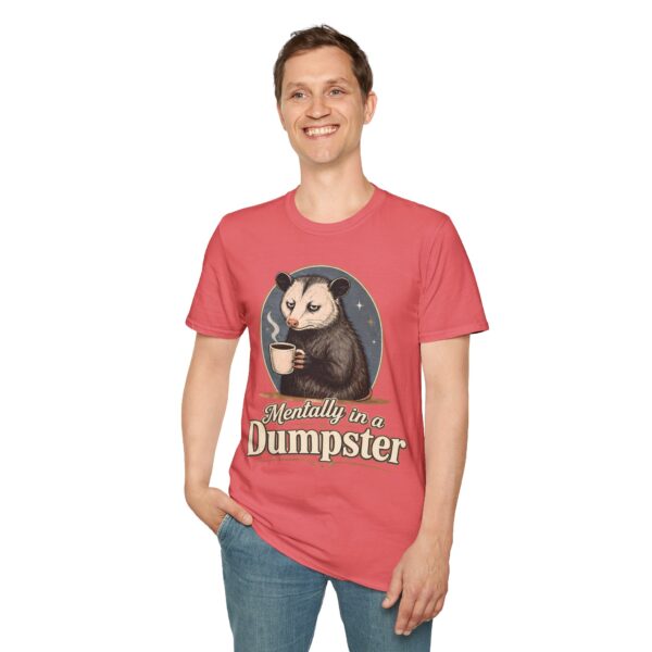 Mentally in a Dumpster Possum Tee — Cute Sarcastic Coffee Graphic T-Shirt
