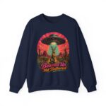 Beamed Up, Not Bothered Sweatshirt — Retro UFO & Jackrabbit Desert Crewneck