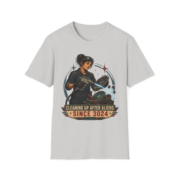 Alien Cleanup Crew T‑Shirt — "Cleaning Up After Aliens Since 3024" Sci‑Fi Graphic Tee