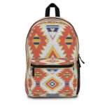 Backpack - Southwestern Aztec Geometric Print in Burnt Orange, Navy Blue, and Yellow