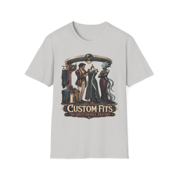 Vintage Tailor Shop T-Shirt — "Custom Fits" Fantasy RPG Graphic Tee