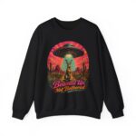 Beamed Up, Not Bothered Sweatshirt — Retro UFO & Jackrabbit Desert Crewneck