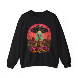 Beamed Up, Not Bothered Sweatshirt — Retro UFO & Jackrabbit Desert Crewneck