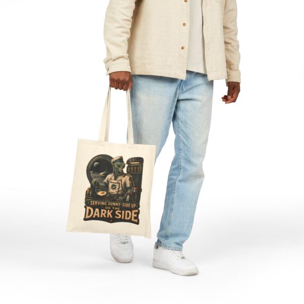 Tote Bag — “Serving Sunny-Side Up on the Dark Side” Retro Alien Diner Canvas Tote
