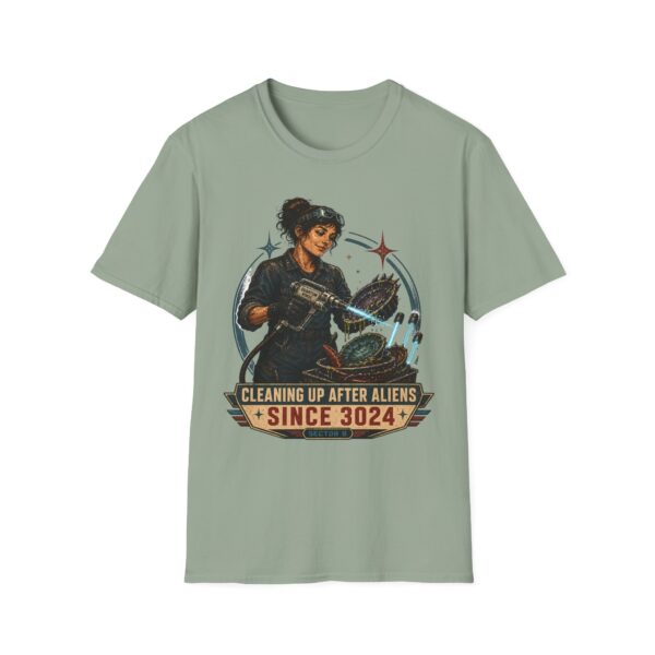 Alien Cleanup Crew T‑Shirt — "Cleaning Up After Aliens Since 3024" Sci‑Fi Graphic Tee