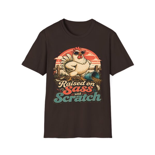 Chicken T-Shirt — "Raised on Sass & Scratch" Vintage Farmhouse Tee