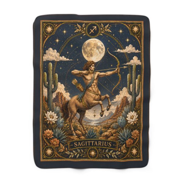 Sagittarius Sherpa Fleece Blanket — Astrological Centaur Zodiac Throw
