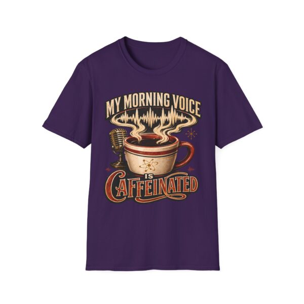 My Morning Voice Is Caffeinated T-Shirt — Coffee, Mic & Soundwave Vintage Tee