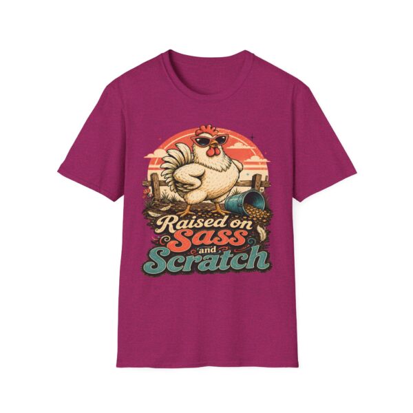 Chicken T-Shirt — "Raised on Sass & Scratch" Vintage Farmhouse Tee