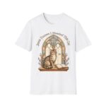 Cat Prayer T-Shirt — "Jesus Knows I Needed This Cat" Vintage Stained-Glass Design