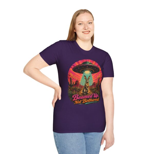 Beamed Up, Not Bothered T-Shirt — Retro UFO Bunny Graphic Tee