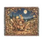 Woven Blanket - Moonlit Bunny Caravan Tapestry Throw