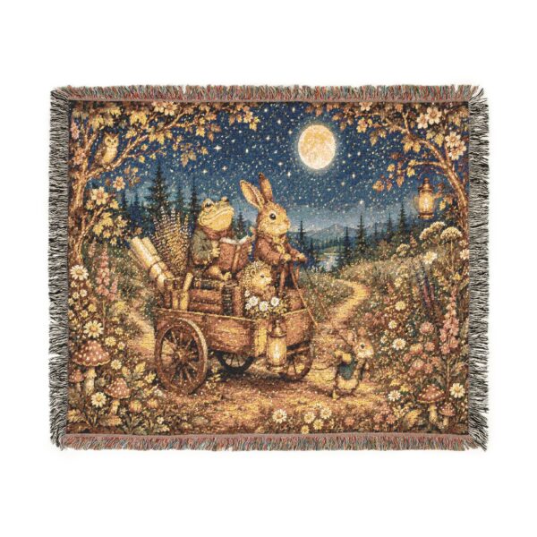 Woven Blanket - Moonlit Bunny Caravan Tapestry Throw