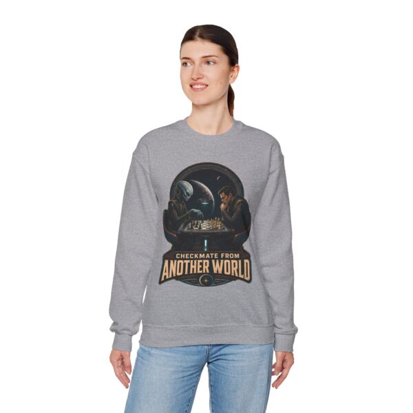 Checkmate From Another World Sweatshirt - Alien vs Human Chess Graphic Crewneck