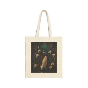 Vintage Penguin Floral Canvas Tote — Art Deco Calla Lily Cotton Tote