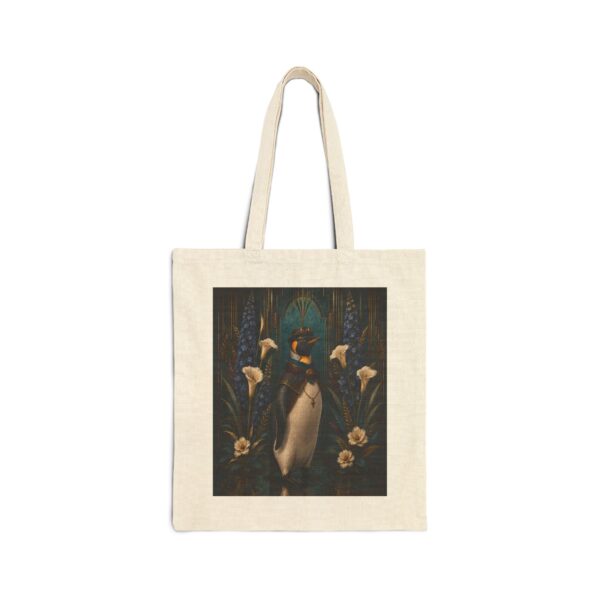 Vintage Penguin Floral Canvas Tote — Art Deco Calla Lily Cotton Tote