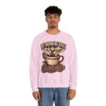 Caffeinated Crewneck Sweatshirt — “My Morning Voice Is Caffeinated” Coffee + Microphone Graphic
